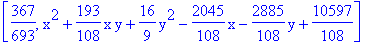 [367/693, x^2+193/108*x*y+16/9*y^2-2045/108*x-2885/108*y+10597/108]